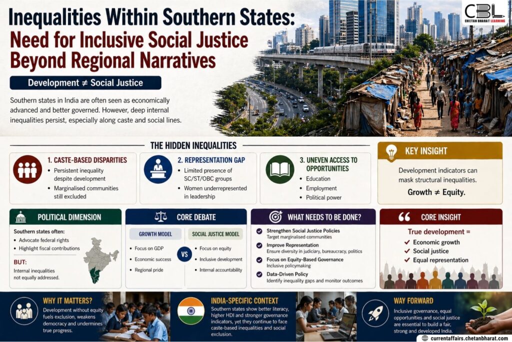 Inequalities in southern states highlighting need for inclusive social justice and regional development in India