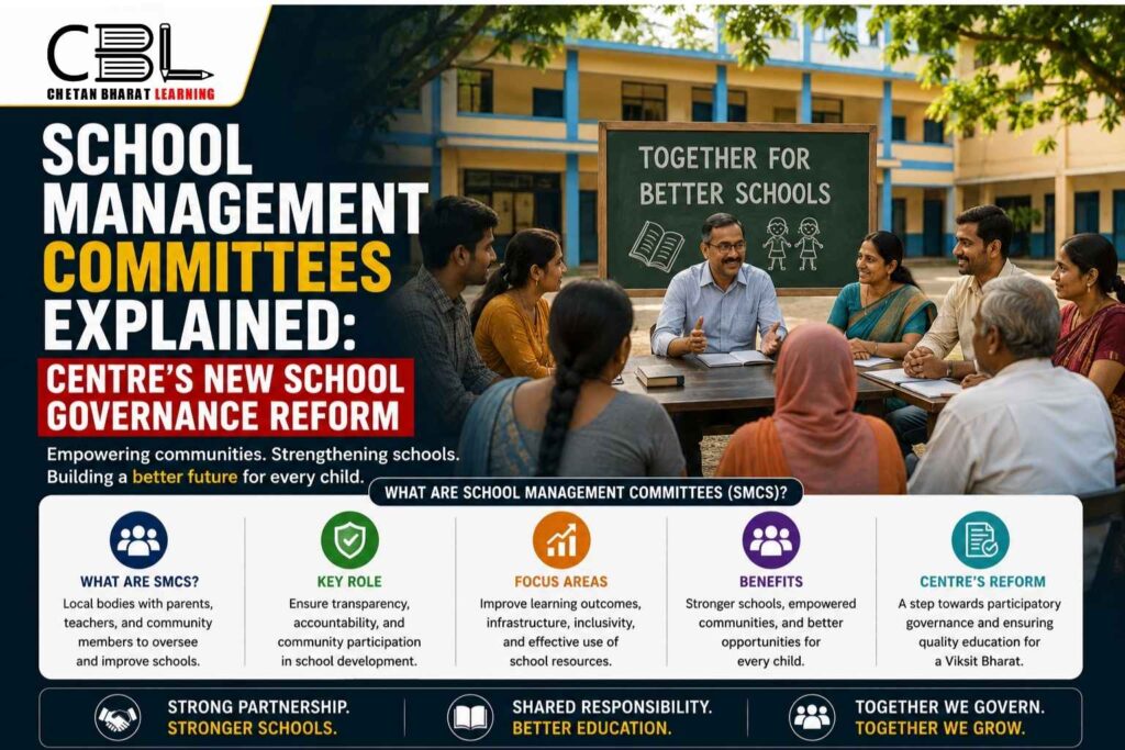 School Management Committees explained with school governance reform, community participation, transparency, and education improvement in India.