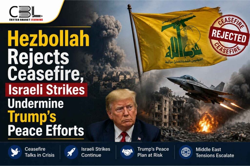 Hezbollah rejecting a ceasefire amid ongoing Israeli airstrikes, highlighting challenges to diplomatic peace efforts in the Middle East.