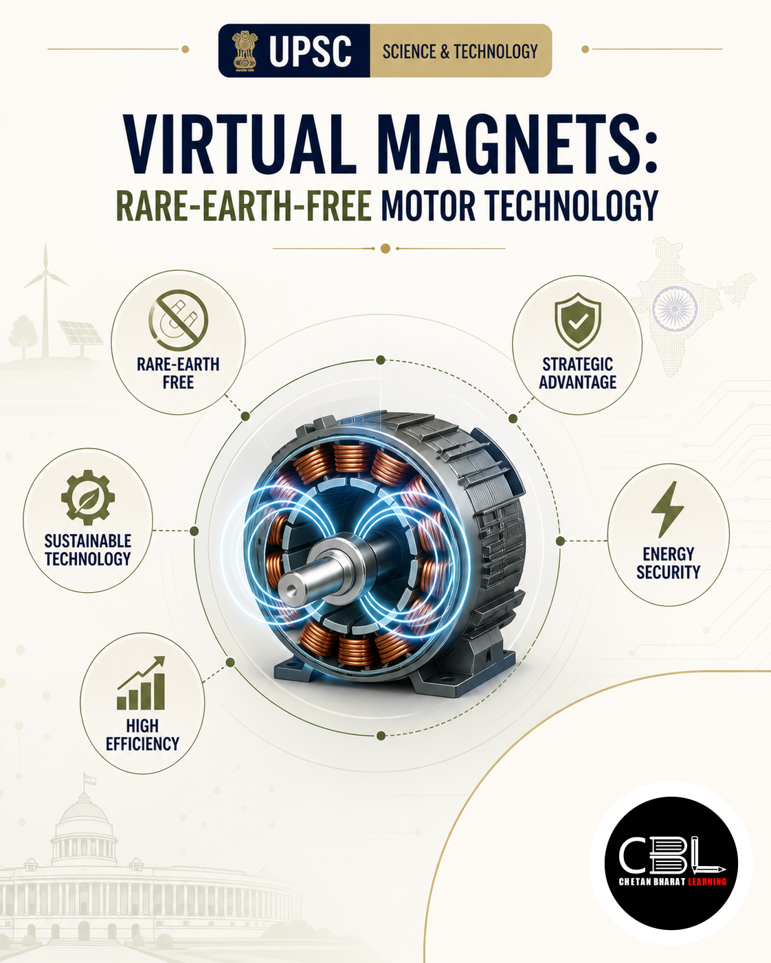 Virtual Magnets: Rare-Earth-Free Motor Technology for UPSC