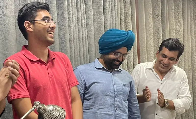 Aditya Sharma and Sumer Singh Virk sharing a laugh with Chetan Sir